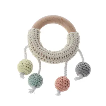 

Baby Teether Crochet Wooden Ring Rattle Wooden Teether DIY Crafts Teething Toys