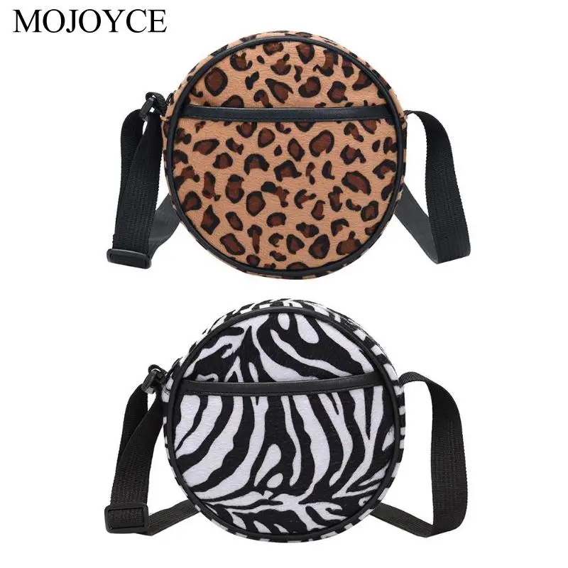

Fashion Women Girls Leopard Print Handbag Brand New Messenger Bags Casual Round Shoulder Bags Autumn Winter Soft Shopping Bag