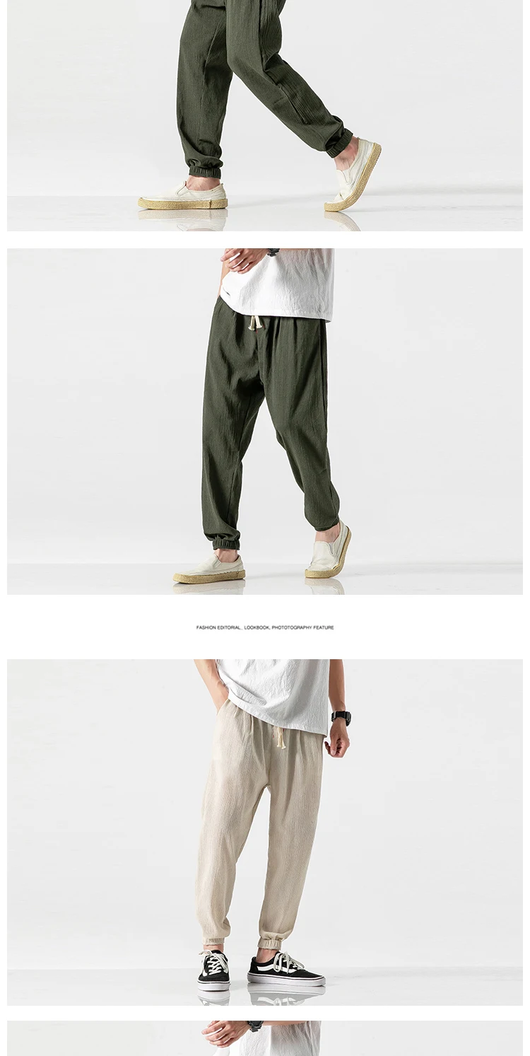 Japanese thin bloomers, linen pants, cotton and linen harem pants men  harajuku fashion  japanese fashion mens hip hop clothing