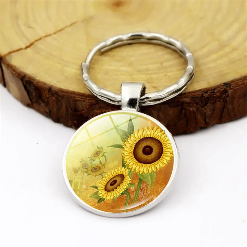 WG 1pc Fashion Sunflower Keychain Keyring Pendant Time Gem Metal Jewellry Accessories Creative Gift | Украшения и аксессуары