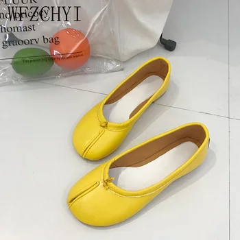 

New hot women pig trotters shoes fashion breathable women casual shoes ladies slip ballet flats comfortable lazy Split toe shoes