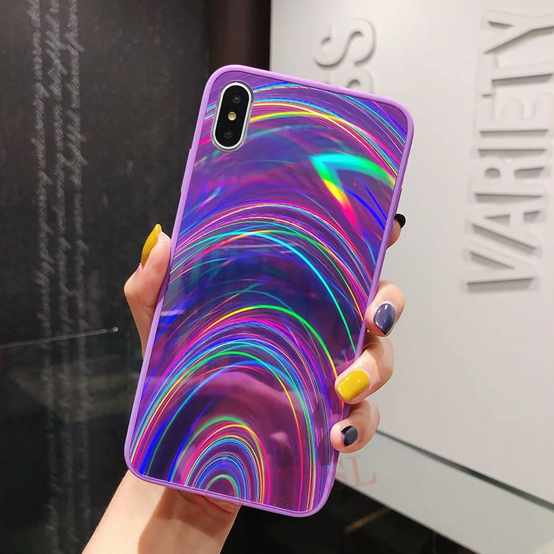 Модный чехол с лазерным радужным Зеркалом Для huawei mate 30 20 P30 Pro P20 Lite Y6 Y7 Y9 P Smart Honor 8X 10i 20i 20 Lite