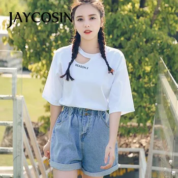 

JAYCOSIN Ladies Flower Bud Pure and Fresh Female Leisure Solid Color Streetwear Wide Leg Hot Short Jeans Summer New Arrival 2020