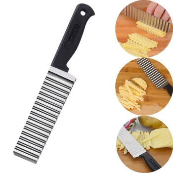 

Wave Crinkle Cutter Stainless Steel Crinkle French Fry Cutter for Fruits Potato Cucumber Wavy Crinkle Cutting Serrated Knife
