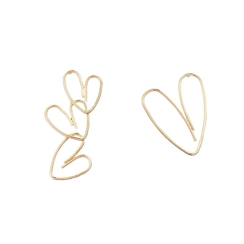 Women's Korean Asymmetry Drop Earrings Gold Color Geometric Heart Statement Earring Trend Jewelry Gifts dangle earrings,drop earrings,long earrings,golden earrings