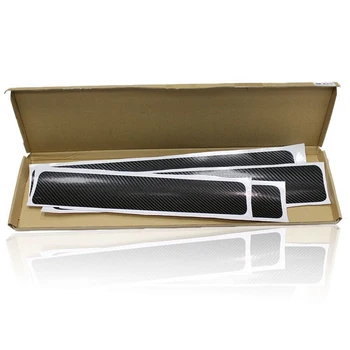 

Universal 4pcs Anti-Slip Car Accessories Carbon Fiber Sticker Car Door Sill Scuff Welcome Pedal Protect Scratchproof Silver