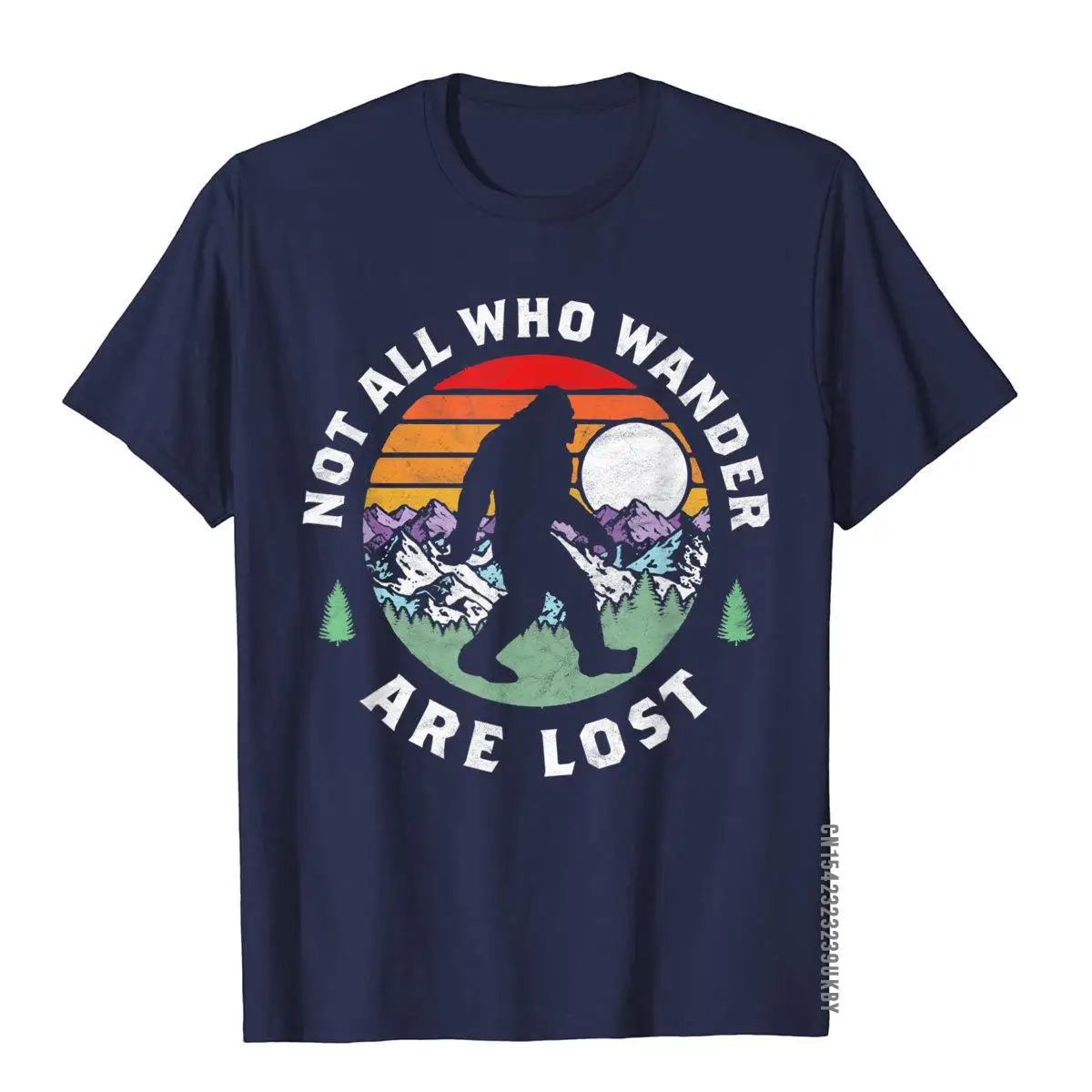Not All Who Wander Are Lost Bigfoot Nature Outdoor T-Shirt__A11284navy