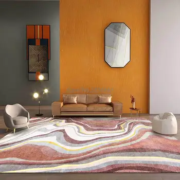 

Nordic Pink Abstract River Curve Living Room Bedroom Bedside Carpet Floor Mat Customization