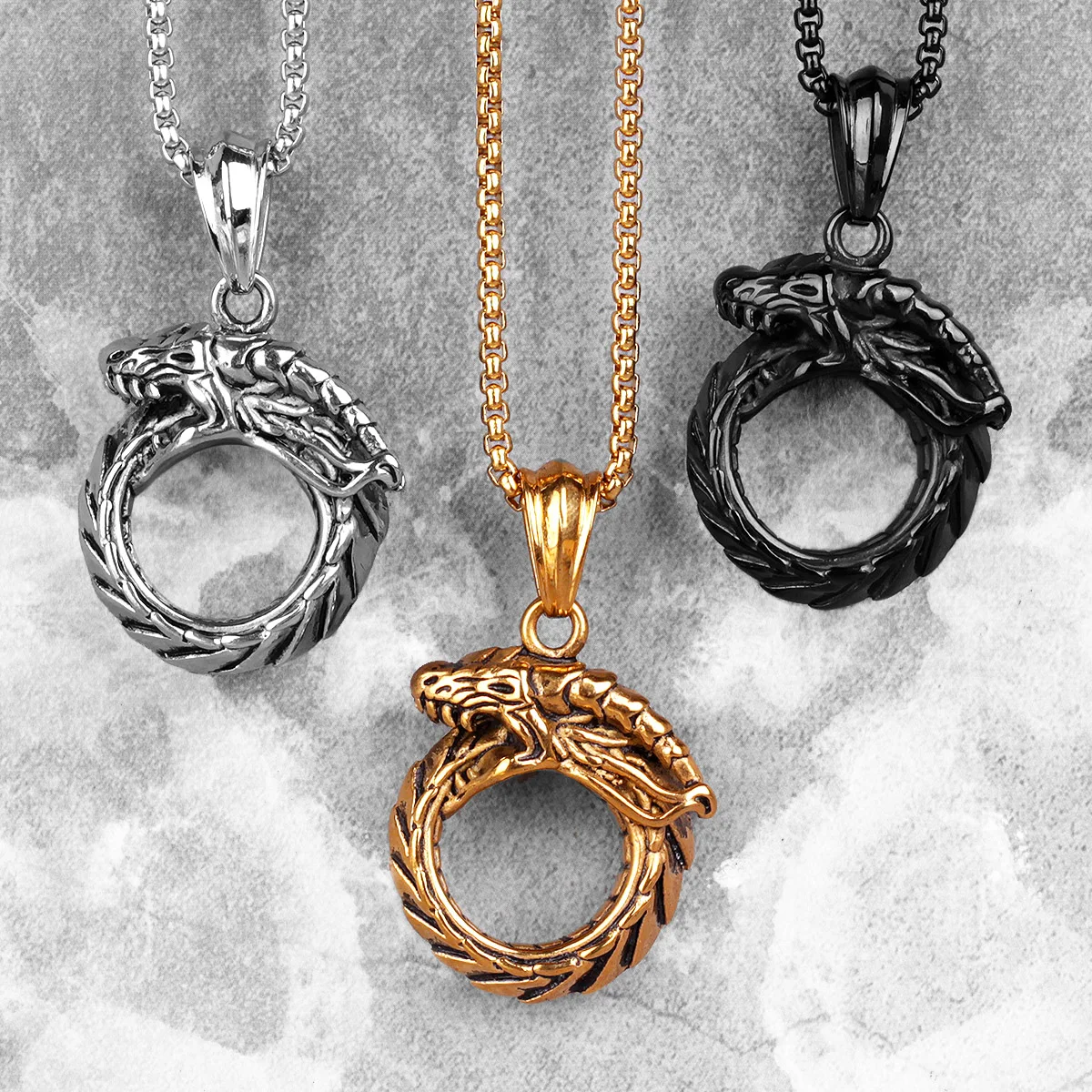 Мужские Длинные ожерелья Ouroboros со змеиным драконом подвески цепочки в стиле хип