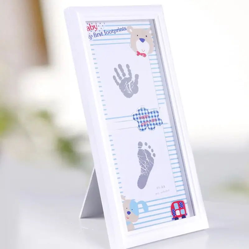  Newborn Infants Hand Foot Print Mud Photo Frame Baby Souvenir Hundred Days New Parents Gifts Wall D