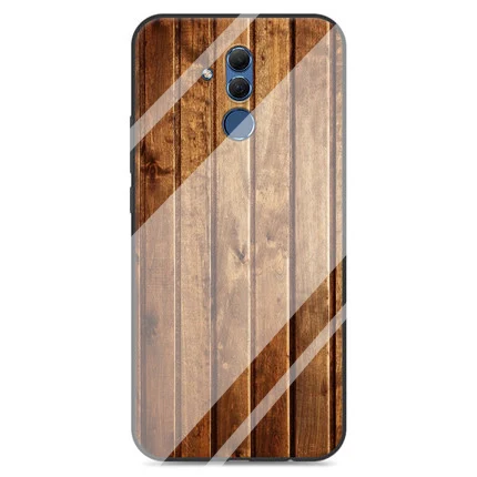 Черный Чехол для телефона из закаленного стекла с рисунком древесины для Huawei maimang 7, черный мраморный узор, защитные чехлы maiman7 - Цвет: Черный