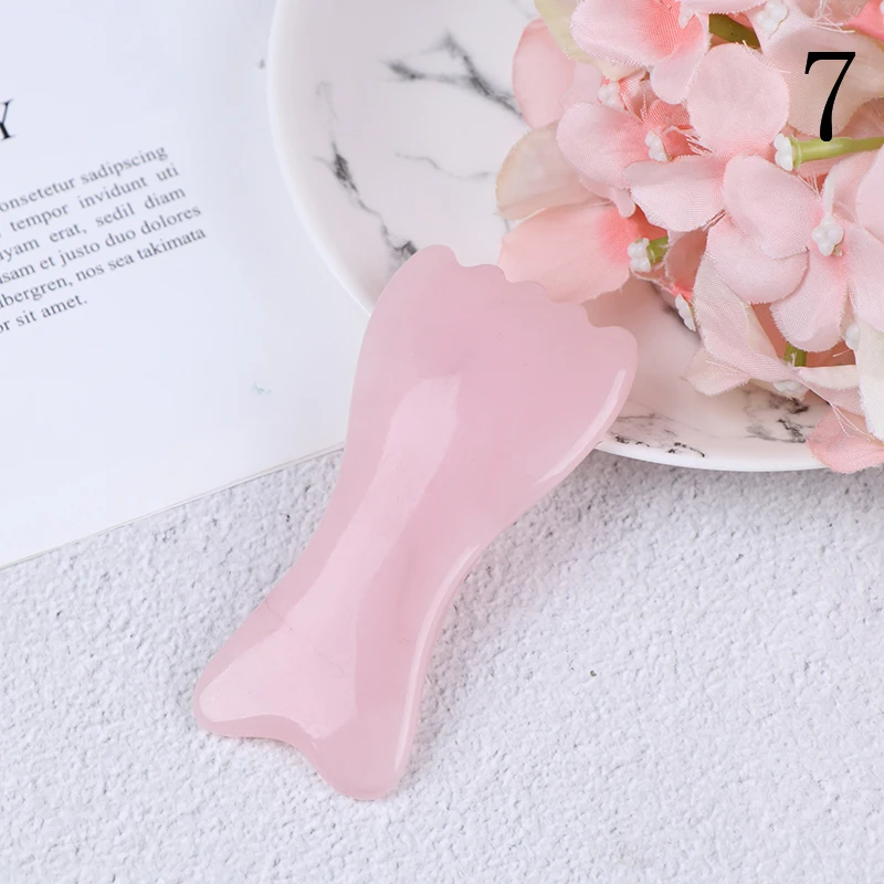 Розовый кварц гуаша доска натуральный камень скребок китайский Gua Sha инструменты для лица шеи спины тела Иглоукалывание давление терапия - Цвет: N7