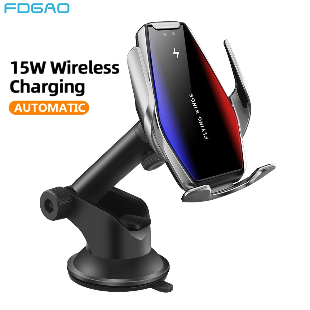 Qi Wireless Charger 15W Qi Car Mount Infrared Induction Automatic Clamping Air Vent for iPhone 12 11 XS XR X 8 Samsung S20 S10