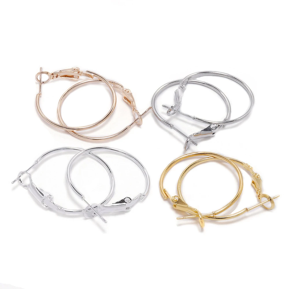 10pcs 20 25 30 40 50mm Gold Circle Round Hoop Earrings Hooks Earring