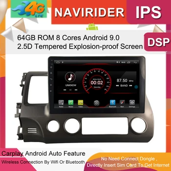 

Car Multimedia Player 10.2inch IPS Screen Monitor GPS tape recorder Bluetooth Android 9.0 For HONDA CIVIC LHD 2006-11 Auto Audio