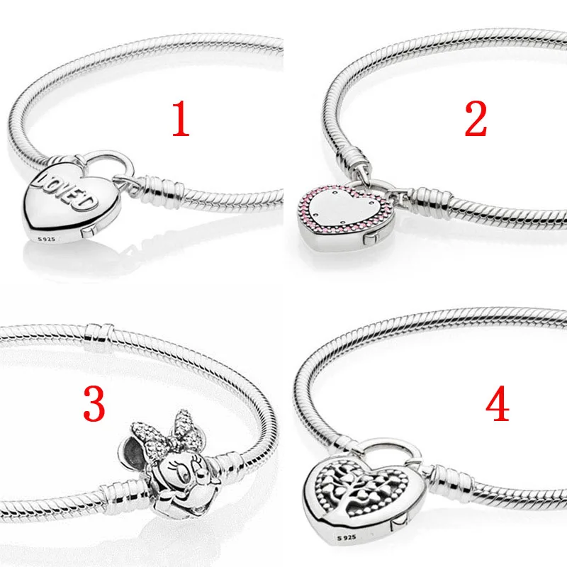 

Moment Loved Heart Tree Of Life Padlock Minnie Portrait Clasp Bracelet Fit Europe Bangle 925 Sterling Silver Bead Charm Jewelry