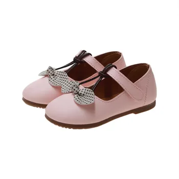 

Princess Bow Kids Leather Shoes For Little Girls Dress Wedding Dancing Shose 2019 Children Flat Shoes Baby 1 2 3 4 5 6 Year Old