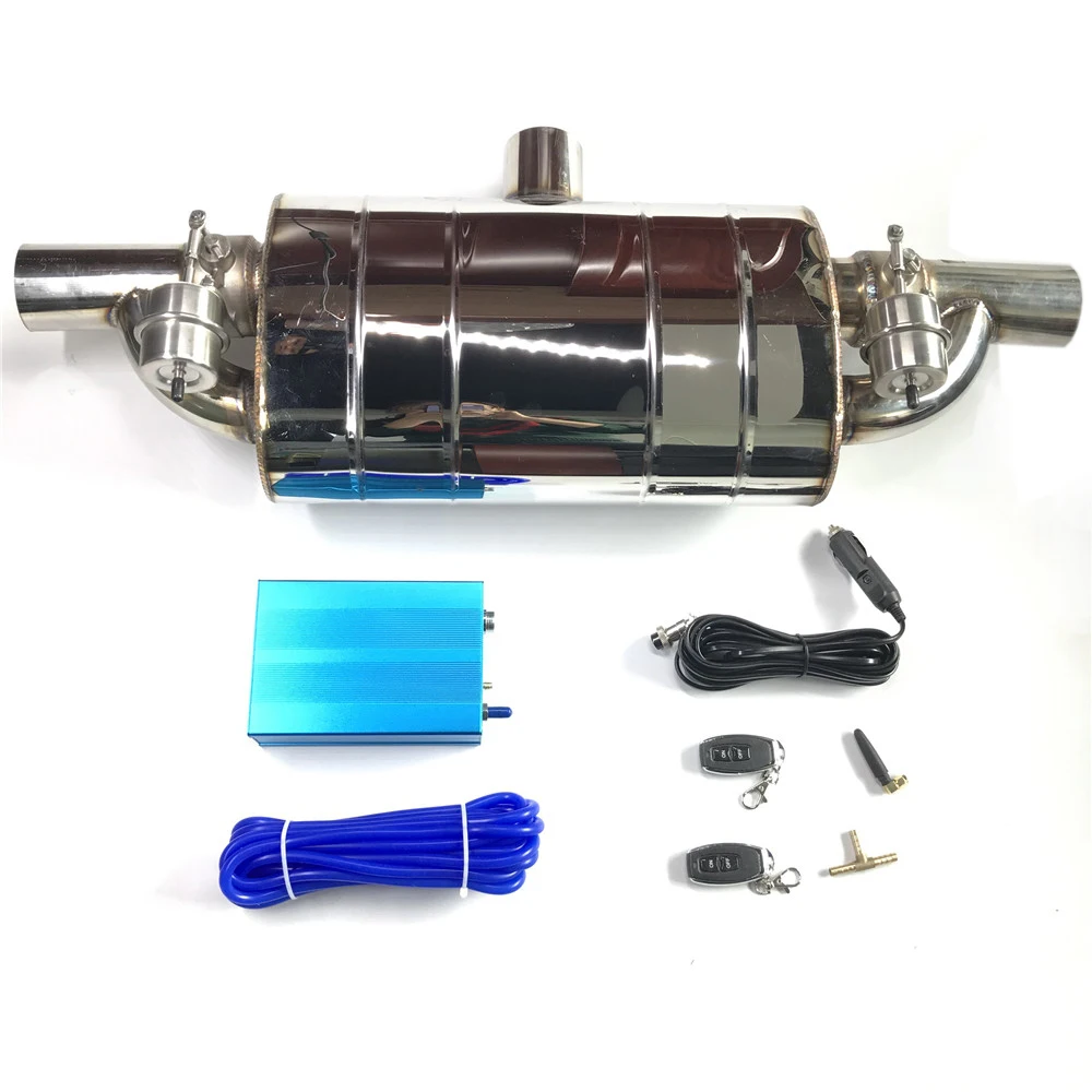 배기 리모컨 T 스타일 밸브 머플러, 1 입구-2 출구, 2 밸브, 스테인레스 스틸 범용 51, 63, 76mm 진공 펌프