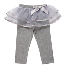 Autumn Kid Baby Girl Clothes Kids Cotton Leggings Girl Toddler Bowknot Mesh Skirt Pants Skinny Long Bottoms