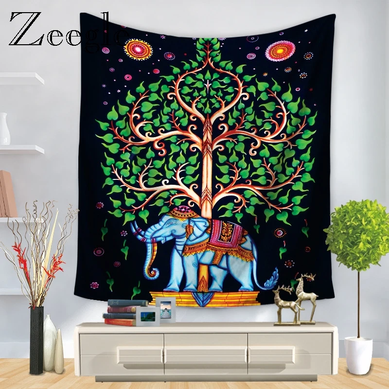 Zeegle Large Mandala Indian Tapestry Wall Hanging Bohemian Beach Towel Polyester Thin Blanket Yoga Shawl Mat Woven Blanket