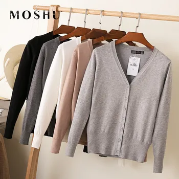 

Women Cardigan Coat Knitted Sweater Shirt Autumn Winter V-Neck Long Sleeve Crochet Knit Sweater Short Style Female Tops Coat