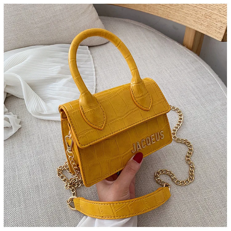 Bags for Women Shoulder Yellow Mini Bag Fashion Chain Portable Messenger Bag Stone Small Square Bag High Quality Handbags