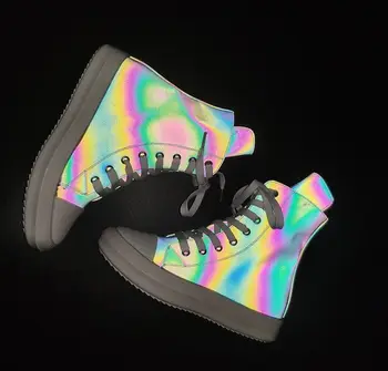 

STAN SHARK Fashion High Top chameleon Sneakers Canvas Shoes Women Casual Shoes Flat Female Basket Lace Up Solid Trainers