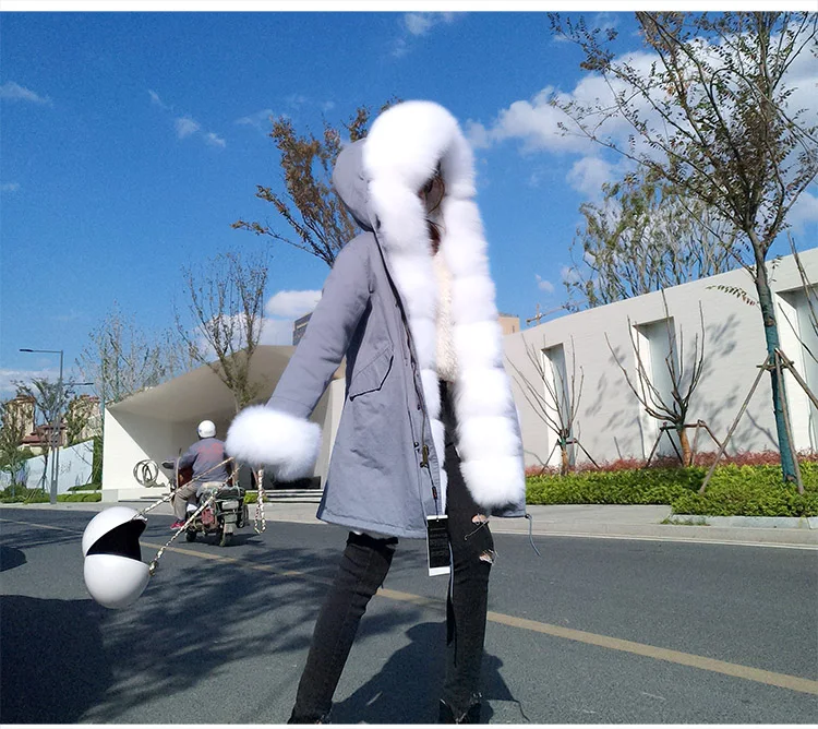 winter new real fox fur collar to overcome the long paragraph fur coat jacket female winter