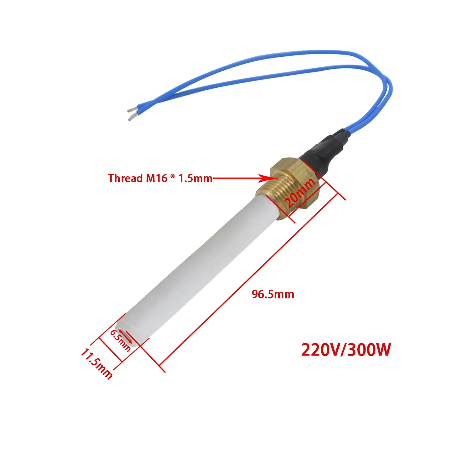 220V 300W M16X1.5 Ceramic Igniter Ceramic Heating Tubespark plug for pellet stove 11.5*96.5mm Oven igniter