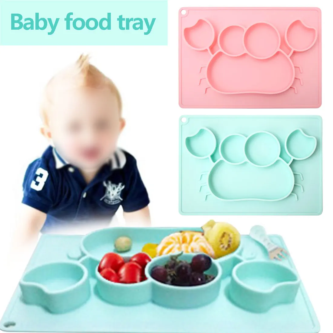 

Baby Feeding Mat Toddlers Silicone Placemat Dishwasher Microwave Safe Fits Most High Chair Trays Tableware