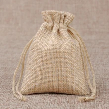  100 PCS  linen bag drawstring burlap bag gift bag jewelry packaging wedding candy Christmas party storage bag customizable logo 