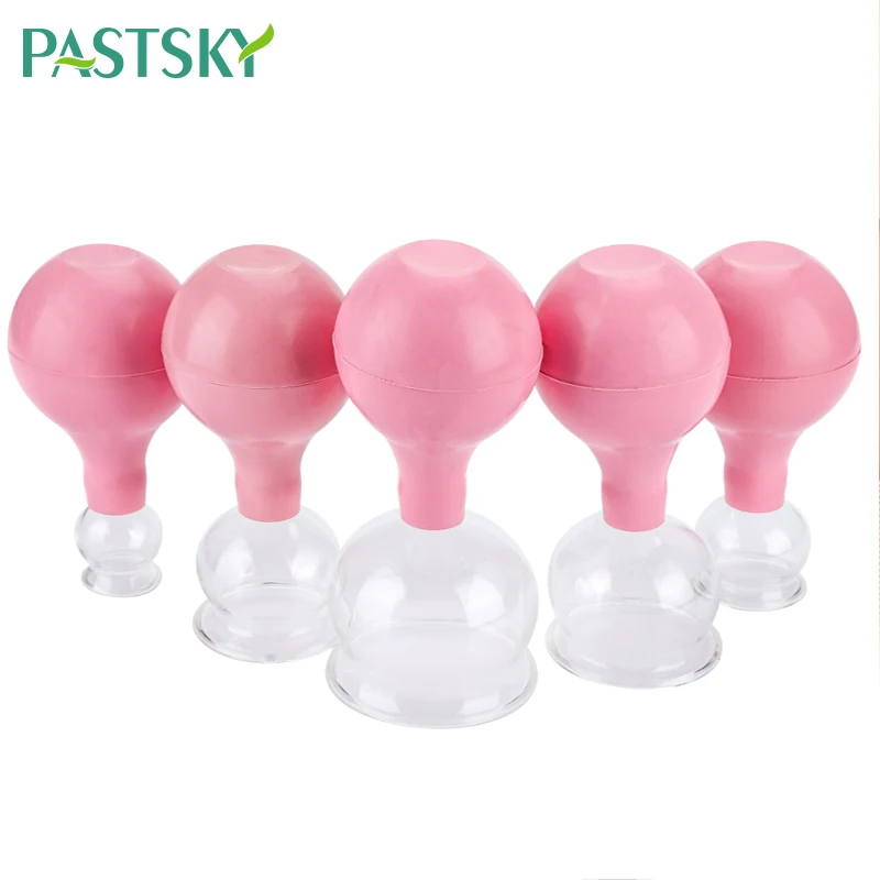 Pink Rubber Vacuum Cans Full Body Massage Suction Cup Vacuum Massager Therapy 5 Different Size Suction Cup Kit Chinese Cupping