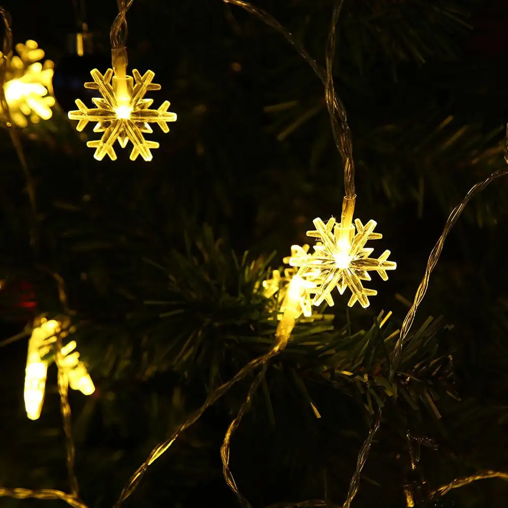 

20/40/80 LED Snowflake Light String Twinkle Garlands Battery Powered Christmas Lamp Holiday Party Wedding Decorative Fairy Light