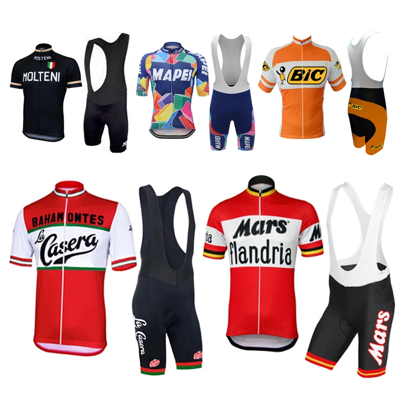 

NEW Cycling Clothing Suit Racing Bike Bib Multi Retro Classical Team Pro Cycling Jersey Set Shorts Customized Road Mountain Race