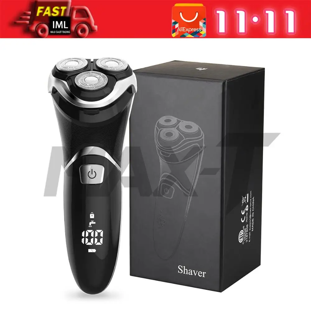 Pаспродажа MAX T RMS8101 электробритва уход за лицом моющаяся usb кабель перезаряжаемая тройное лезвие 3D бритва электрическая бритвенная машинка для стрижки...