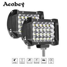 Светодиодный светильник, 2 шт., 4 дюйма, 72 Вт, светодиодный светильник, 4 ряда, рабочий светильник, бар для вождения, внедорожная лодка, автомобиль, тягач, 4x4, внедорожник, 12 В, 24 В