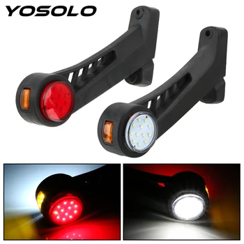 

YOSOLO 2pcs/set Tail Light Car-styling 27LED Truck Lamp Indicator Lights Red White 12/24V LED Side Marker Light