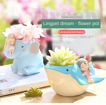 

Cute animal shape succulent flower pot art whale panda elephant kitten potted plant planters for succulents creative flower pot