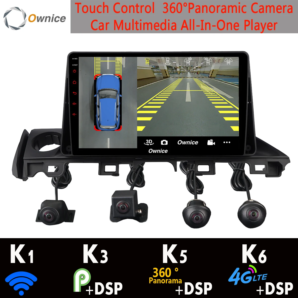 Автомобильный мультимедийный плеер 1DIN 360 ° Android 9 0 8 ядер 4 + 64 ГБ GPS радио DSP CarPlay для