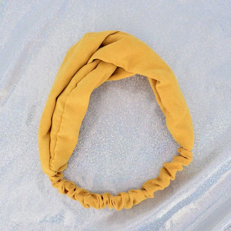 style 3 child yellow Женская замшевая повязка на голову; сезон весна-осень; Винтажные эластичные резинки для волос с перекрестным узлом; мягкая однотонная повязка для волос для девочек; аксессуары для волос - Цвет: style 3 child yellow
