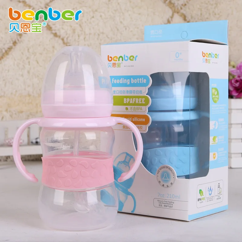 

Bei en bao 210 Ml Wide Aperture Anti-slip Belt Feeding Bottle Infant Wide Aperture Feeding Bottle PP Feeding Bottle 7122