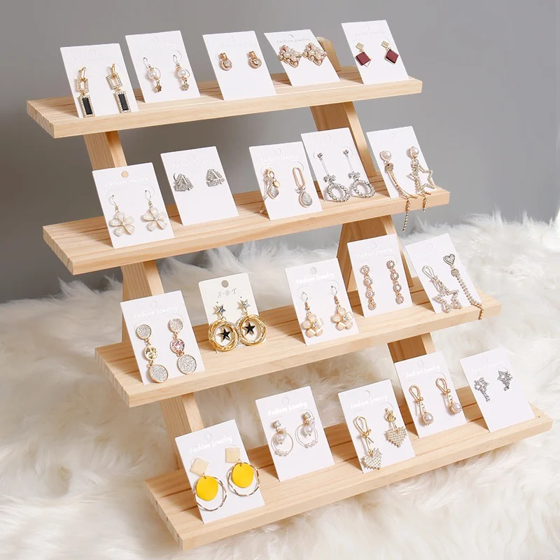 

Log Multilayer Desktop Earring Display Stand Jewelry Counter Display Props Large Capacity Necklace Ring Decoration Storage