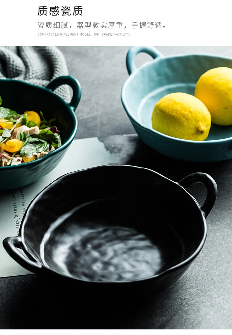 Матовая керамическая миска с деревянной ручкой, фруктовая Салатница, Скандинавская посуда, креативная Ретро чаша для риса в Пномпене, домашняя посуда