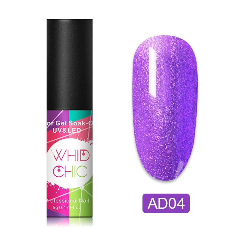 AD04 WHID CHIC 1 бутылка 5 мл Блестящий цветной Гель-лак для ногтей Блестящие Блестки долговечный впитывающий УФ-гель для ногтей для самостоятельного дизайна ногтей - Цвет: AD04
