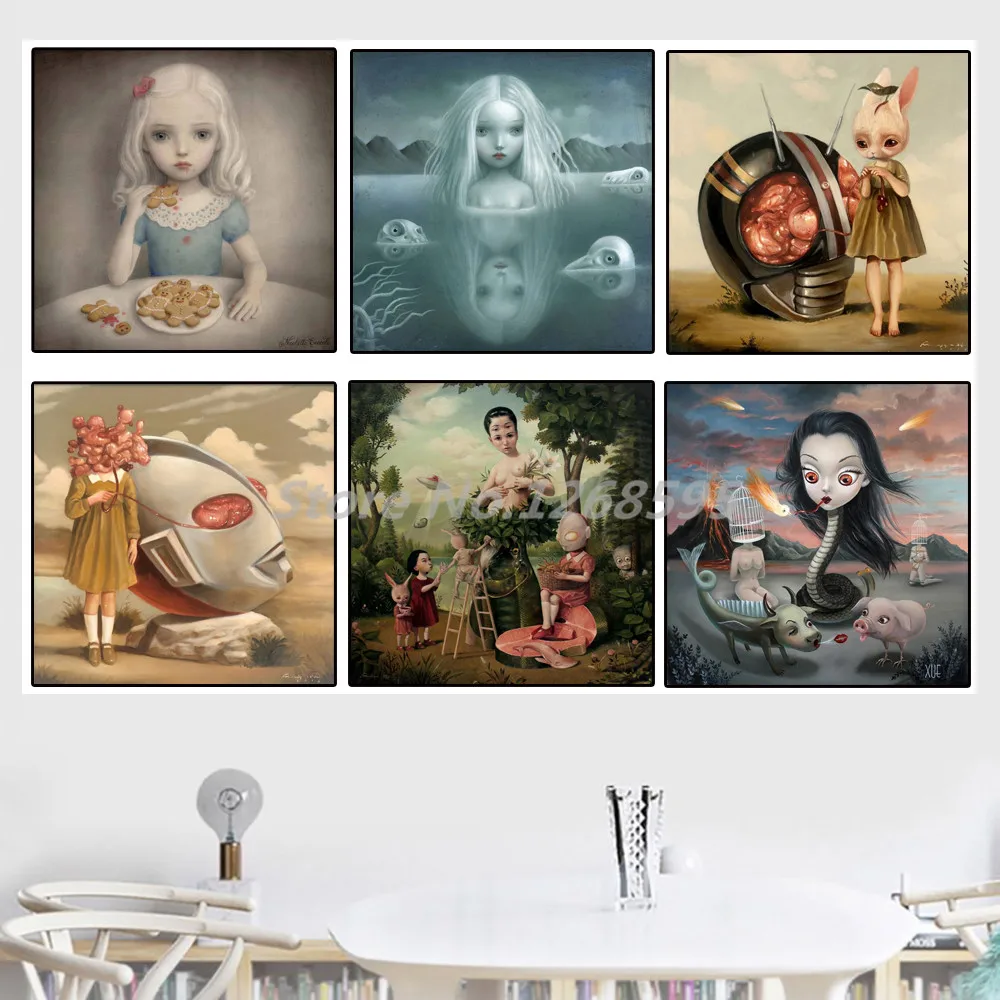 Детский странный темный мир Mark Ryden жуткий мультяшный холст с масляным принтом