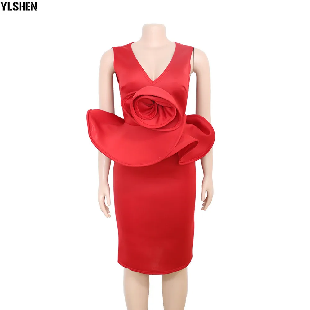 African Dresses for Women Dashiki 2019 New African Clothes Bazin Riche Sexy Slim V-neck Robe Africain Grown Bodycon Africa Dress 09