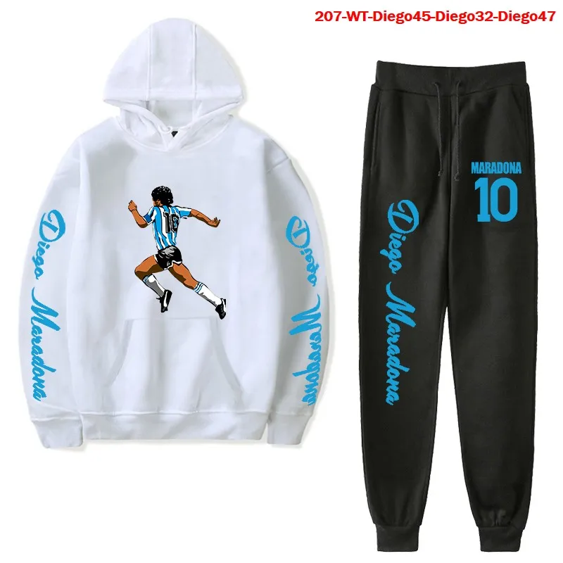 

2 Piece Set Diego Armando Maradona Hoodies + Sweatpants Fall Winter Clothes Women Two Piece Outfits Casual Tracksuits Sweatsuits