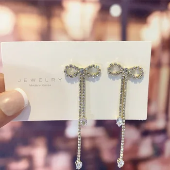 

2020 New Style Ear Stud Bow Tassels Elegant Earrings Women Long Earrings