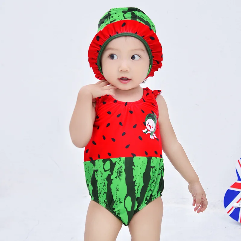 

KID'S Swimwear Girls One-piece Swimming Trunks Set Infant Baby Cartoon Cute Quick-Dry Watermelon Modeling Swimwear