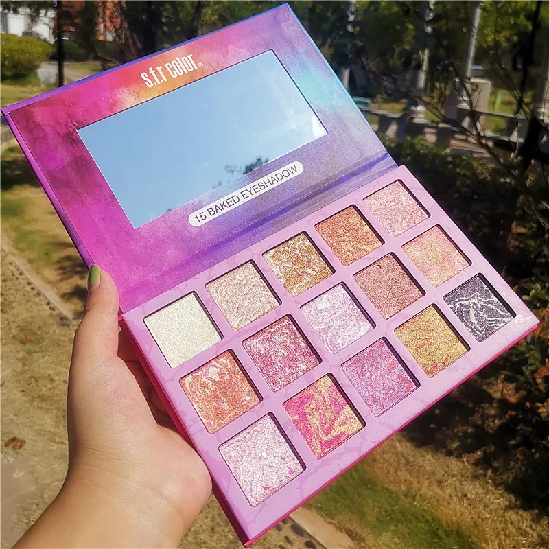 

Eyes Makeup 15 Colors Velvet Eye Shadow Palette Baking Powder Brighten Makeup Effect Shimmer Eyeshadow Pallete#
